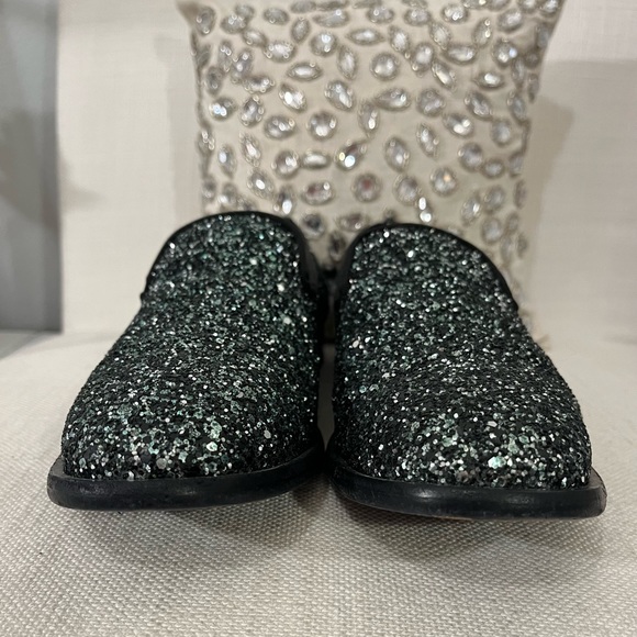 💎JIMMY CHOO Metallic Loafers. Size US 7/IT 37.5. Black&Metallic - Picture 8 of 12